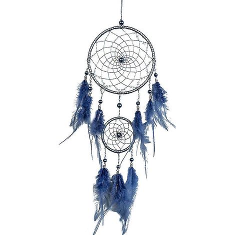 gris Dream Catch Net 50cm Avec 2 Cercles, Plumes Bleues Suspension Pour Dcoration De Mariage Vintage, Cercle (1/5)