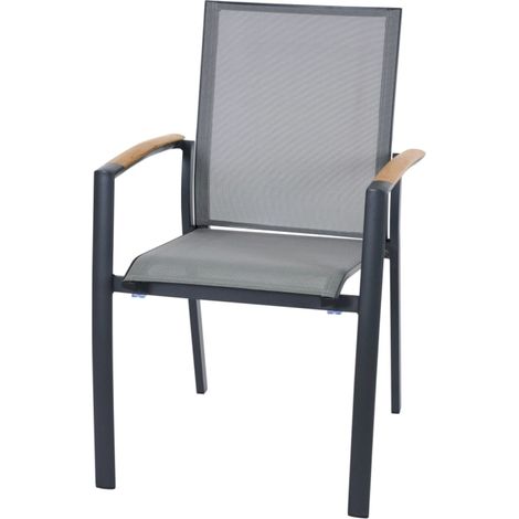 Siena Garden Velia Stapelsessel - Aluminium/Teak FSC & RANOTEX®, schwarz-grau, (T59632) (1/5)