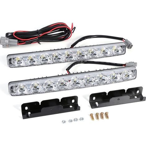 Stück weiße 9-LED-Lichtleisten für Tagfahrlicht (DRL) – Nebelscheinwerfer für Autofahrten (1/5)