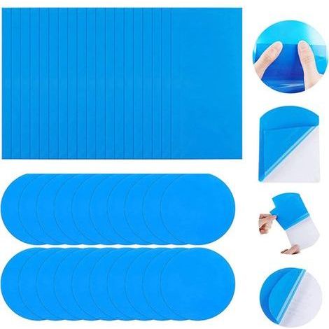 Rustine pour Piscine, Piscine Patch De Réparation,20 Pièces Kit de Réparation de Patch,Rustine Piscine Correctifs Auto-adhésives Rustine,Auto-adhésifs en PVC pour Piscine Piscine Jacuzzi-Bleu (1/5)