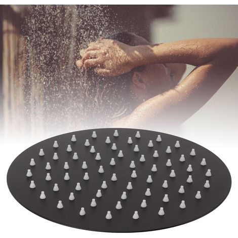 Grifo de ducha ultradelgado de acero inoxidable negro de 20 cm para montaje en techo o pared. (1/5)