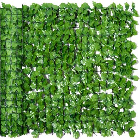 Haie artificielle brise-vue, protection UV, grille de haie feuillue, 300 x 100 cm, verte (1/5)