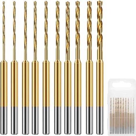 Lot de 10 micro-forets 0,6-2,2 mm, gravure et perçage de précision, queue 2,35 mm en acier HSS revêtu titane, pour bijoux, bois, résine, circuit imprimé (1/5)