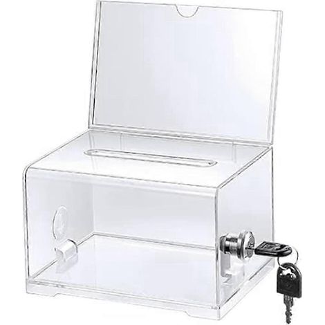 Boîte à dons en acrylique avec serrure urne transparente avec porte-affiche boîte à suggestions pour collecte de fonds (1 paquet) (1/5)