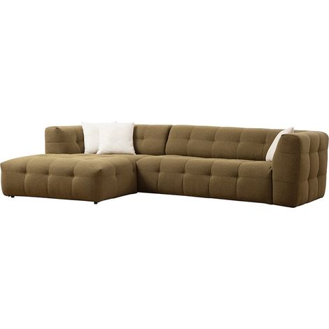 Sofá modular de 4 plazas con chaise longue izquierda en bouclè Cady Left - Verde Anís (1/5)