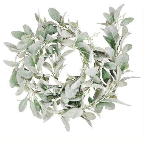 Guirlande d’oreilles d’agneaux floqués artificiels - 2 mètres de verdure et feuilles de fausse vigne douce pour Mante de ferme (1/5)