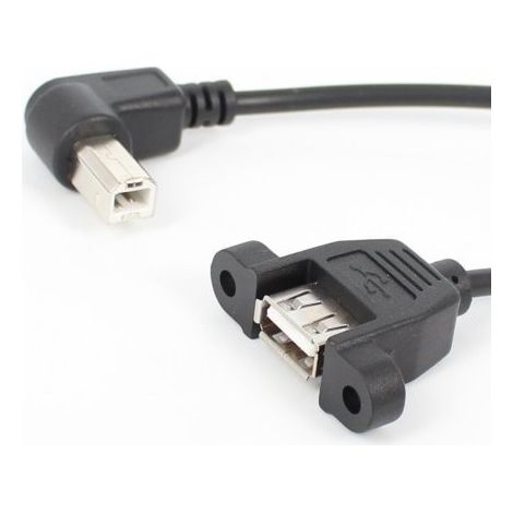 Verlängerungskabel für Drucker, 90°-Winkelstecker B auf USB-Buchse mit Flügelmutter zur Befestigung des Daten- und Ladekabels. (1/5)