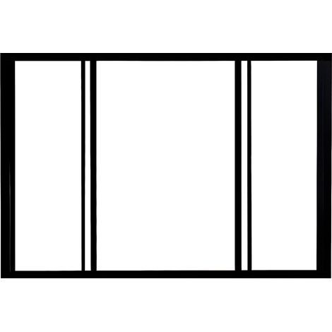 Vente-Unique – Verrière coulissante en aluminium noir 120 x 105 cm – Verre trempé 4 mm – Installation intérieure sur supports métal, bois, ciment