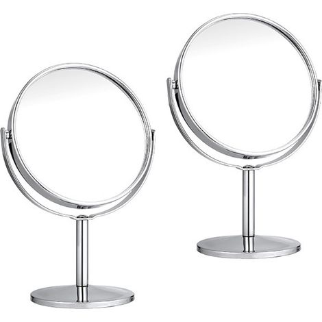 Miroir De Maquillage - Miroir Facial Agrandissant Mini - Pivotant Ovale - Pour Table De Maquillage Et Voyage - 2 Unites