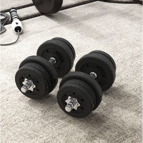 Hantelset 25 kg, 45 × 21 × 21 cm, schwarzer Stahl, platzsparend – MEUBLIV (1/5)