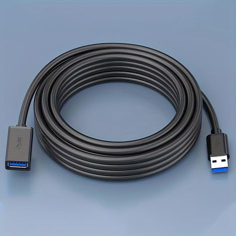 Câble rallonge USB 3.0 – Transfert de données haute vitesse pour téléphones, clés USB, souris et clavier, charge, 78,74 pouces (6,56 pieds), Noir. (1/5)