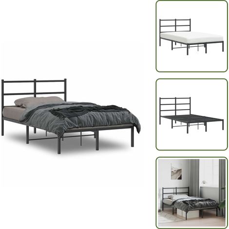 Letto con supporto schiena - vidaXL Giroletto con Testiera in Metallo Nero 120x190 cm - Letto con spazio sottostante