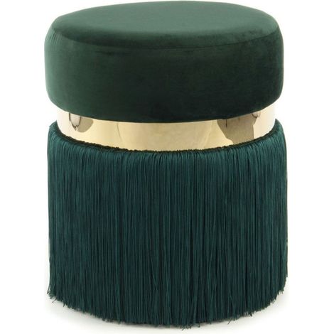 Pouf Rond Bicolore "Rebecca" 45cm Vert & Or
