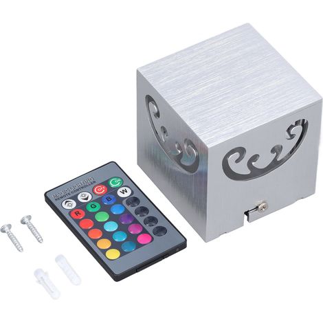Applique murale en aluminium RGB avec LED 3W, design ajouré, 24 boutons de commande, éclairage à 360°, idéale pour les chambres, 85–277V (1/5)
