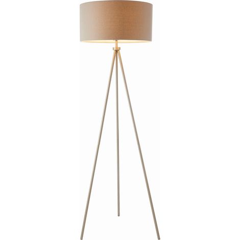 Endon Tri - Piantana 1 Luce Nichel Opaco, Effetto Lino Grigio, E27
