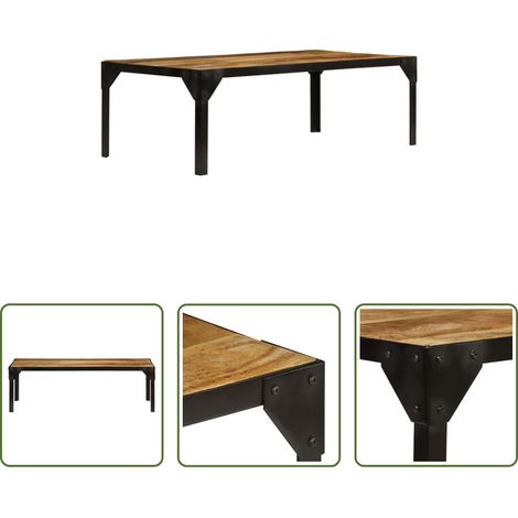 Meuble en bois brut -  Table basse Bois massif de manguier brut et acier 110 cm (1/5)