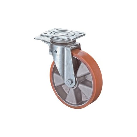 BS Rollen ruota piroettante con blocco totale e piastra avvitabile fascia in ghisa-poliuretano cuscinetto a sfere Ø ruota 200 mm 600 kg - N120.B90.203 (1/3)