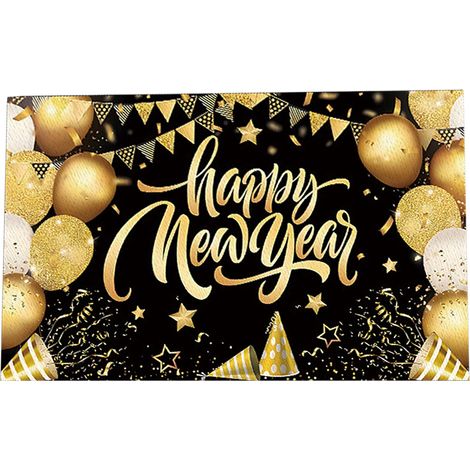 Sets de table « Bonheur du Nouvel An » en or – Élégante décoration pour vos fêtes et repas du Nouvel An.