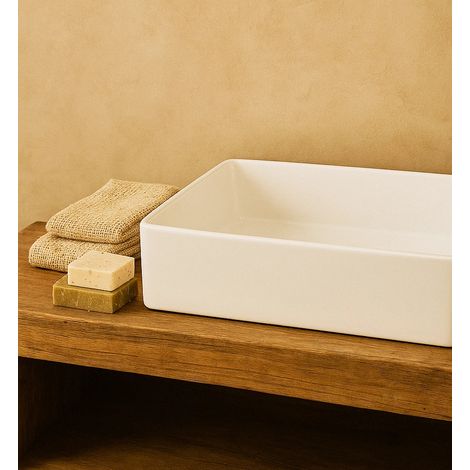 Exagonshop Lavabo 60,5x35,5 da appoggio in ceramica Bianco lucido (1/5)