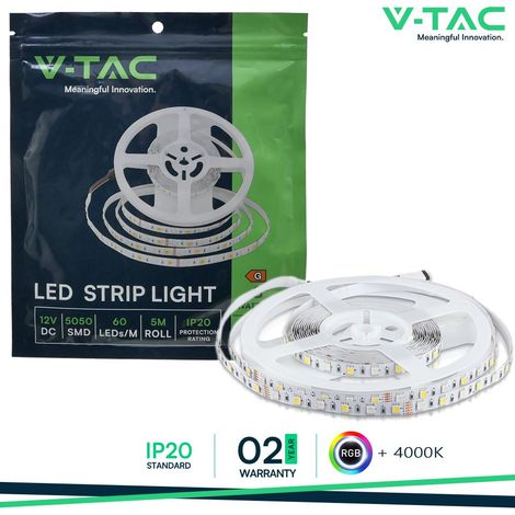 LED STRISCIA 5050 60 LEDS 12V IP20 RGB 4000K                                                             - Luce NATURALE