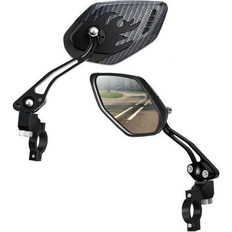 Specchietti per bicicletta, [Versione aggiornata] Due specchietti regolabili per mountain bike con lente in vetro di sicurezza HD, specchietto retrovisore in vetro regolabile (1/4)