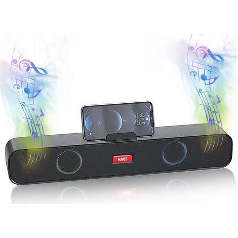 Barre de son - Bluetooth 5.1 - Caisson de basses intégré - 360° Surround - Compatible TV Smartphone Ordinateur - 1 Pièce (1/5)