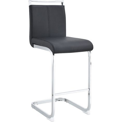 Lot de 2 tabourets de bar noirs en PU avec pieds métalliques, design nordique pour cuisine, terrasse ou restaurant (1/5)