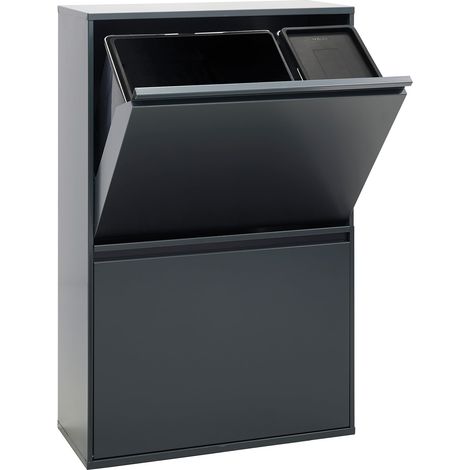 Poubelle de Recyclage Cuisine 4 Bacs 23+11+17+17L 68L Poubelle Tri Sélectif 4 Rangements Meuble Poubelle en Acier 4 Seaux avec Seau de 23L pour Emballages anthracite (1/5)