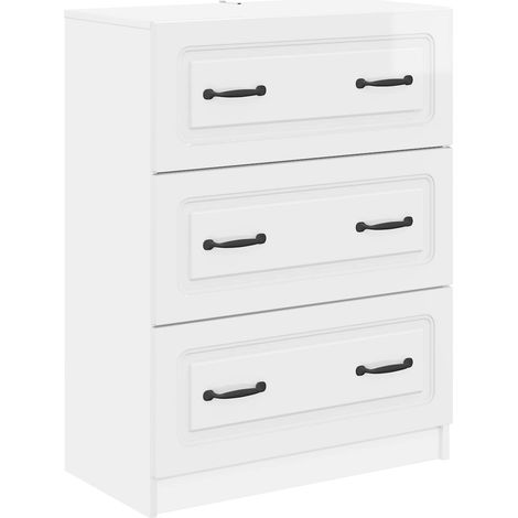 Schubladenschrank Hochglanz Weiß 66 x 34,5 x 87 cm vidaXL