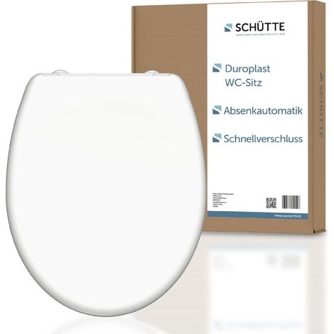 "SCHÜTTE Toilet Seat with Soft-Close Mechanism, Removable Toilet Lid Made of Shatterproof Duroplast, Innovative DIY Installation with Adhesive Pads, Toilet Lid and Seat Maximum Load 150 kg, White (1/5)