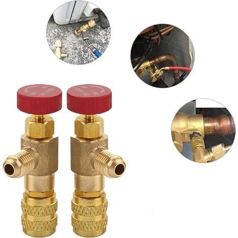 Stück Flüssigkeitssicherheitsventiladapter, R410A R22 Sicherheitsventil, Kältemittelregelventil, Klimaanlagen-Kühlventil, für Klimaanlagen-Durchflussventile (1/4)