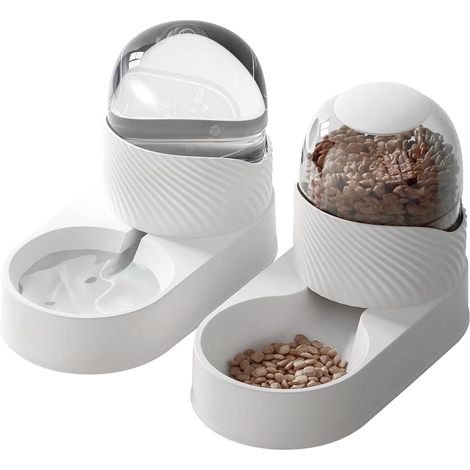 Distributeur automatique de nourriture et d'eau pour Chat animaux domestiques - 2 L - Blanc
