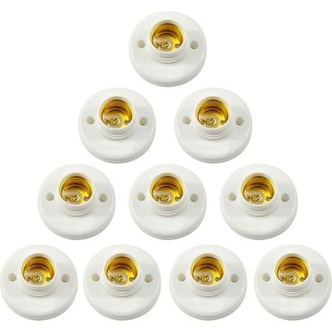Confezione da 10 portalampade a vite in plastica per attacco E27, supporto a parete per attacco lampadina LED, adattatore convertitore per attacco lampadina E27 (1/5)