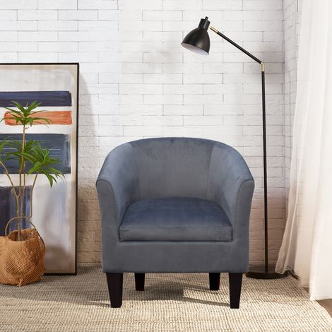 Tub chair plush velvet grey