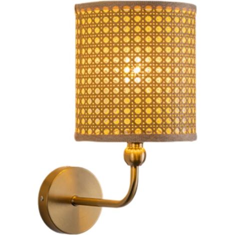 Applique créative en bambou tressé — adaptée aux chambres, aux chevets, aux salons ou aux couloirs — diffusant une lumière chaude et monochrome, et dotée d'une douille E27 (220 V). (1/5)