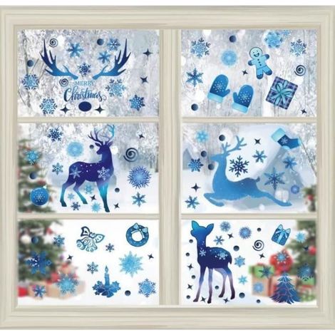 Christmas Stickers - Multicolor - 9 Pieces - Window Decoration - Reusable - Assorted Designs