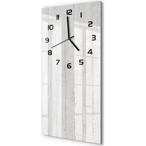 Horloge Murale Rectangulaire Verticale Gain de Place Déco Murale Arrière-plan en bois 30x60 cm (1/5)