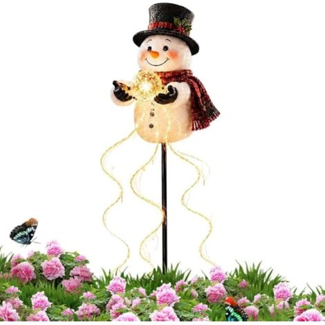 Lampes solaires de jardin à piquer Lampe Fontaine Bonhomme de Neige (1/5)