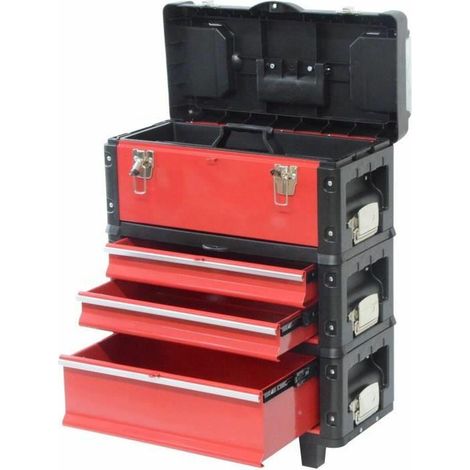 Defpro 3 modulare Werkzeugwagen schwarz rot