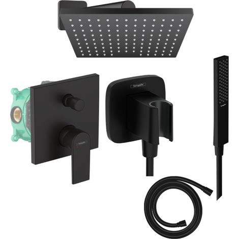 Columna de ducha empotrable mecánica HANSGROHE Vernis Shape Ducha fija Vernis Shape Flexible Isiflex PulsifyE teleducha negro (1/5)