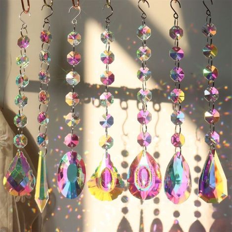 Ensemble de 3 pendentifs Suncatcher en Cristal avec Perles de Chakra Rainbow Maker Suspendus pour fenêtre, Jardin, Cadeau (1/3)