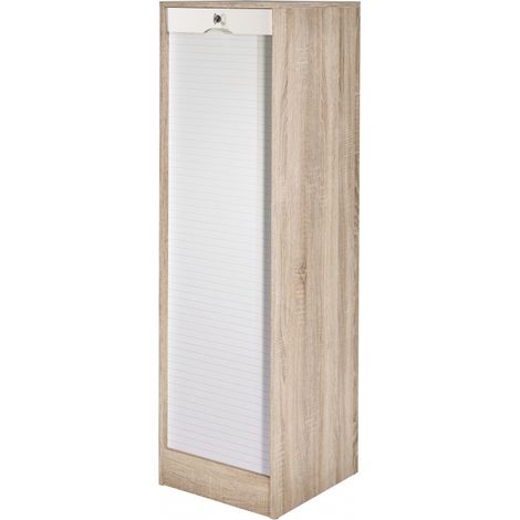 Beaux Meubles Pas Chers – Classeur à rideau 8 tablettes – Dimensions L 41,4 x H 140,4 x P 44 cm – Panneaux mélaminés E0.5 – Fermeture à clé et étagères réglables