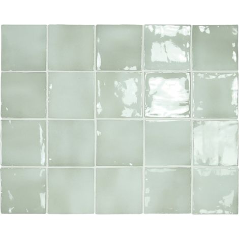 Carrelage mur effet zellige vert sage 10x10 cm MANACOR MINT (vendu par boite de 0,60m2)