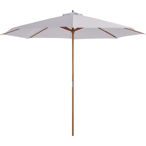 Gerader, doppelwandiger Sonnenschirm aus Holz und hochdichtem Polyester für den Außenbereich, Sonnenschutz, Ø 3 x 2,5 m, weiß