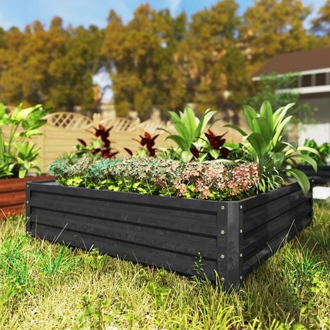 Carré potager de jardin acier galvanisée 120 x 120 x 30 cm gris (1/5)