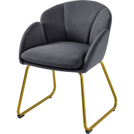 Yaheetech – Fauteuil relax en velours polyester gris foncé – Forme de fleur avec accoudoirs arrondis – Dimensions 60x55x76cm – Capacité 136kg