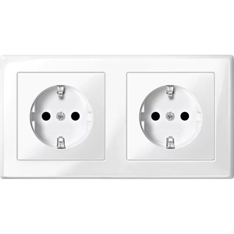 MERTEN MEG2328-1419 SCHUKO-Doppel-Steckdose, BRS, Steckklemmen, polarweiß glänzend, M-SMART-'1037717' (1/2)