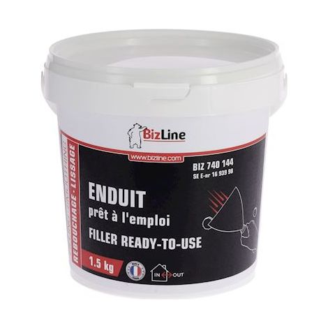 enduit de rebouchage et lissage - standard - pret à l'emploi - seau de 1.5 kg - bizline 740144