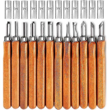 Outils de sculpture sur bois, kit de 12 couteaux à sculpter en acier au carbone SK5 (1/5)