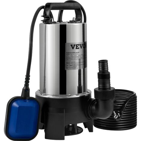 Pompe immergée eaux chargées 1100 W, relevage 333,3 L/min pour cave, piscine, fosse septique (1/5)
